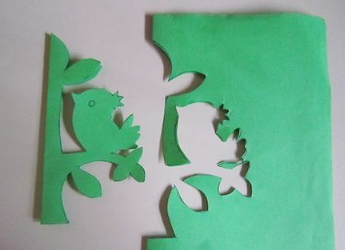 【剪纸教程】儿童剪纸小鸟的步骤图解-大树和小鸟-正解网