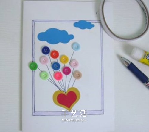 【手工制作】手工纽扣贺卡制作图片 可爱的儿童贺卡制作-正解网
